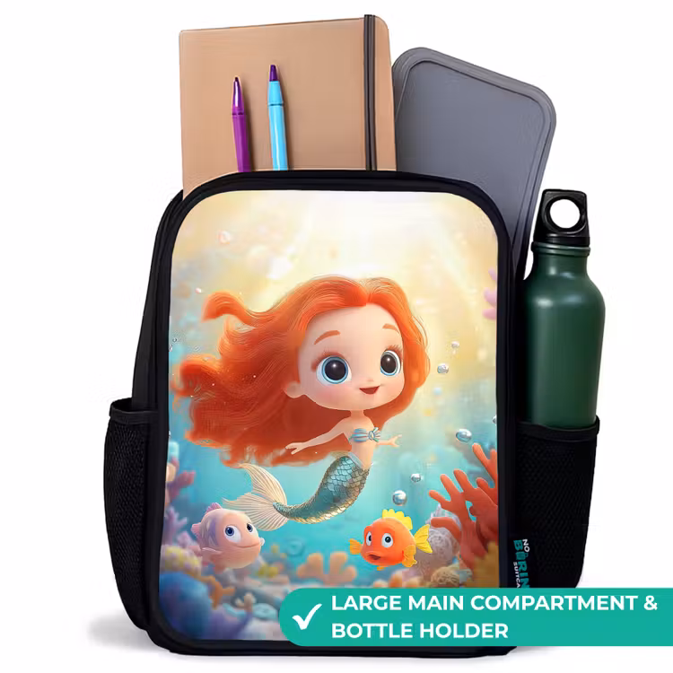 Kids backpack - Black - Mermaid - Fish - Coral — 10