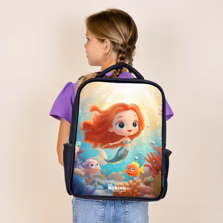 Kids backpack - Black - Mermaid - Fish - Coral — 4