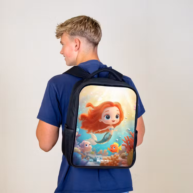 Kids backpack - Black - Mermaid - Fish - Coral — 5