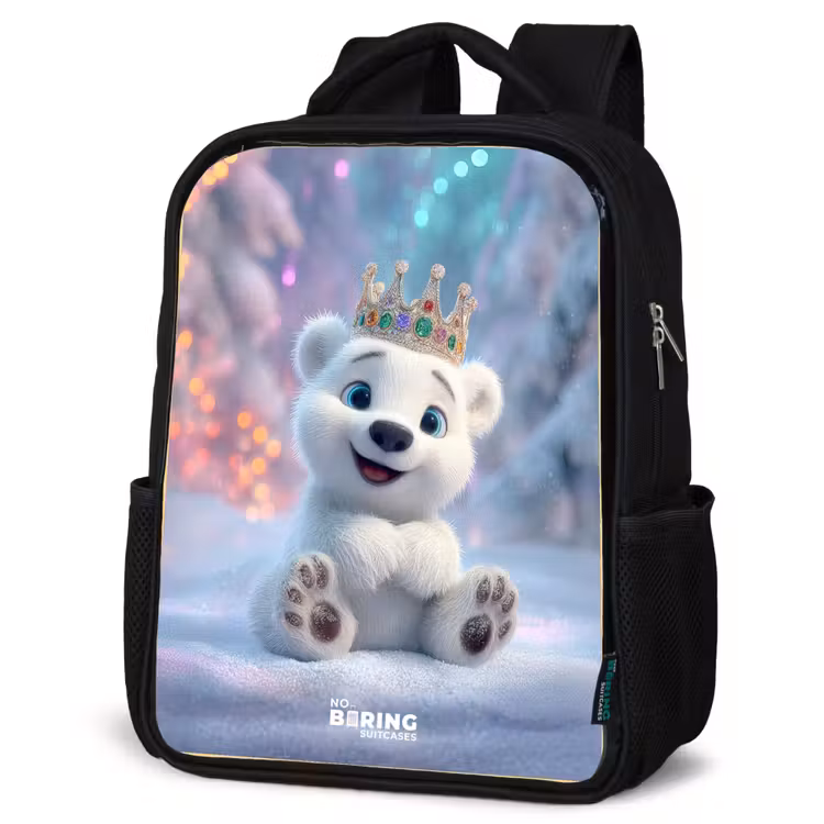 Kids backpack - Black - Polar bear - Crown - Winter — 6