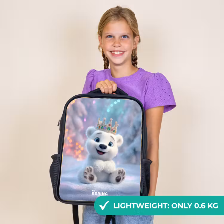 Kids backpack - Black - Polar bear - Crown - Winter — 9