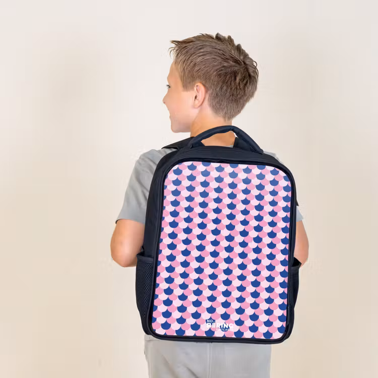 Kids backpack - Black - Scales - Pattern - Blue - Pink — 2