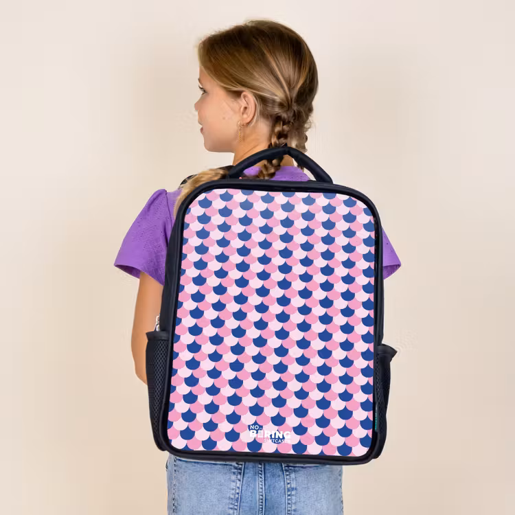 Kids backpack - Black - Scales - Pattern - Blue - Pink — 4