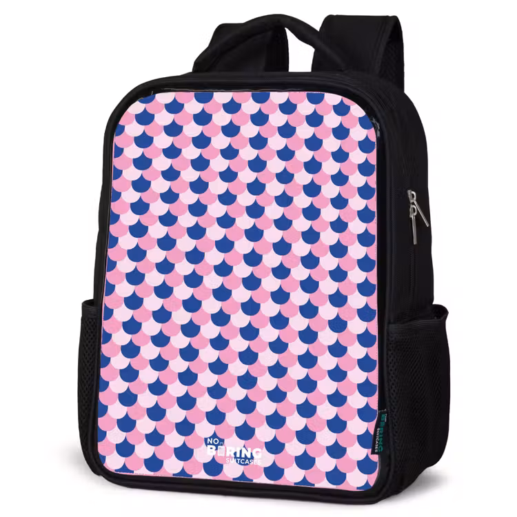 Kids backpack - Black - Scales - Pattern - Blue - Pink — 6