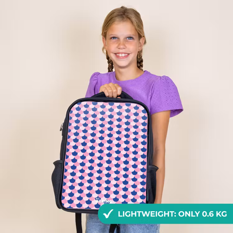 Kids backpack - Black - Scales - Pattern - Blue - Pink — 9