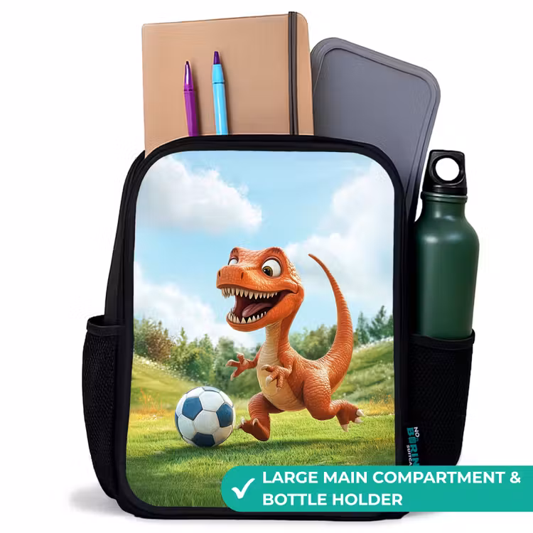 Kids backpack with name - Black - Soccer - Dino - Sports — 10