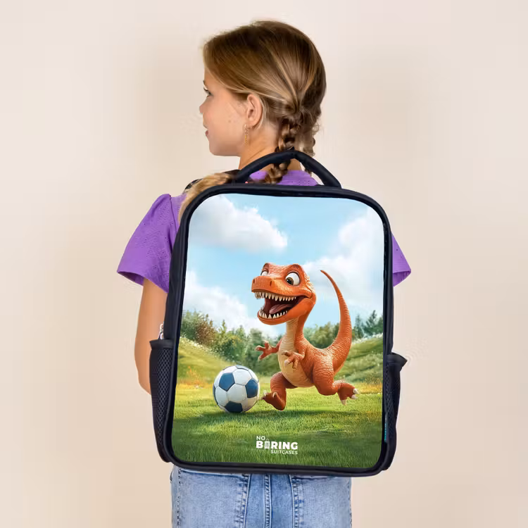 Kids backpack with name - Black - Soccer - Dino - Sports — 4