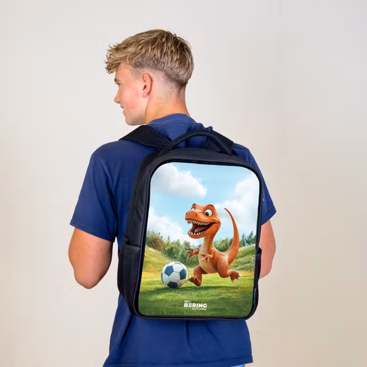 Kids backpack with name - Black - Soccer - Dino - Sports — 5