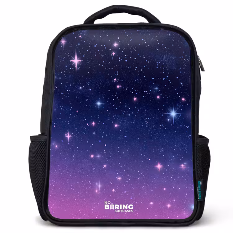 Kids backpack - Black - Stars - Galaxy - Blue - Pink — 1
