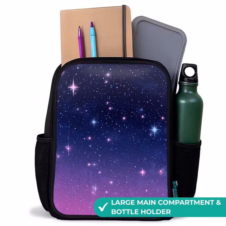 Kids backpack - Black - Stars - Galaxy - Blue - Pink — 10