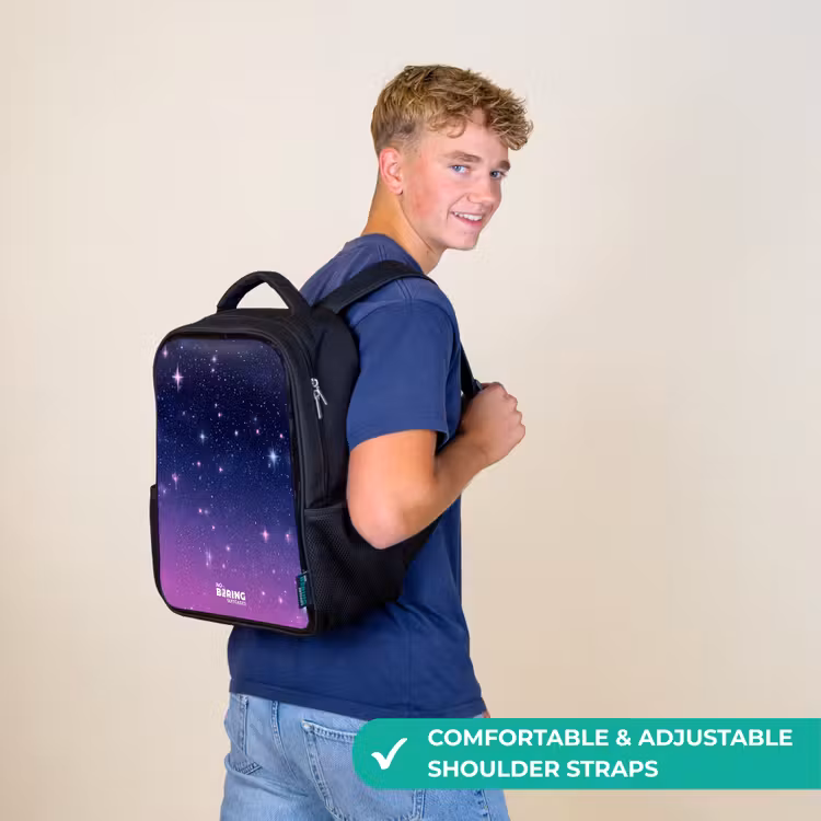 Kids backpack - Black - Stars - Galaxy - Blue - Pink — 11