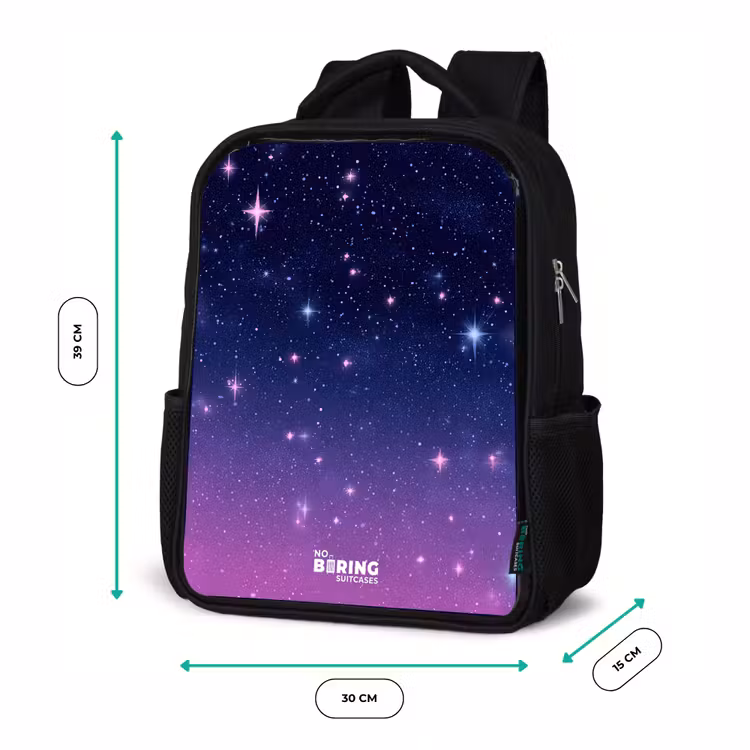 Kids backpack - Black - Stars - Galaxy - Blue - Pink — 8