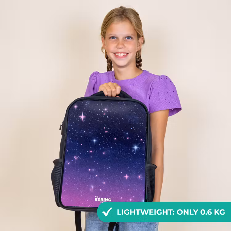Kids backpack - Black - Stars - Galaxy - Blue - Pink — 9