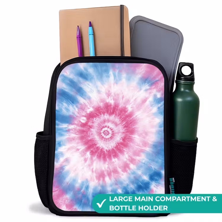 Kids backpack - Black - Tie dye - Abstract - Blue - Pink — 10