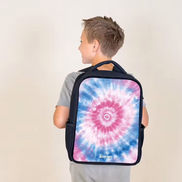 Kids backpack - Black - Tie dye - Abstract - Blue - Pink — 2