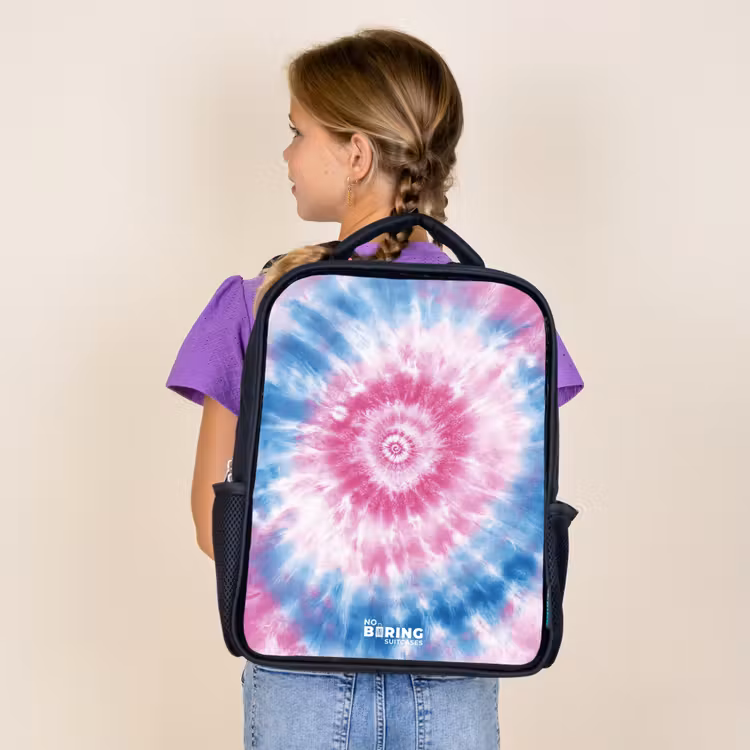 Kids backpack - Black - Tie dye - Abstract - Blue - Pink — 4