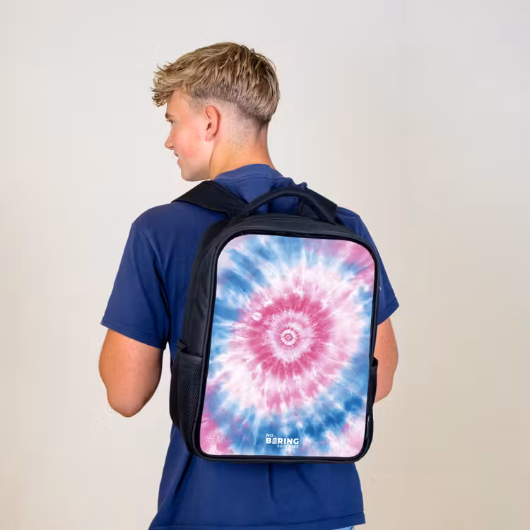 Kids backpack - Black - Tie dye - Abstract - Blue - Pink — 5