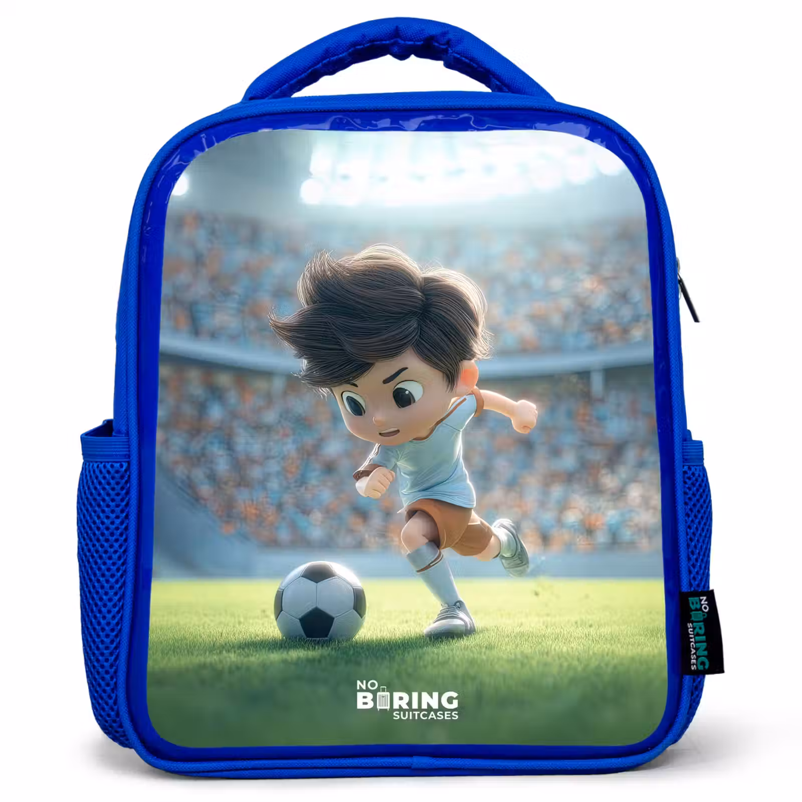 Kids backpack - Blue - Boy - Soccer - Stadium - Sunlight — 1