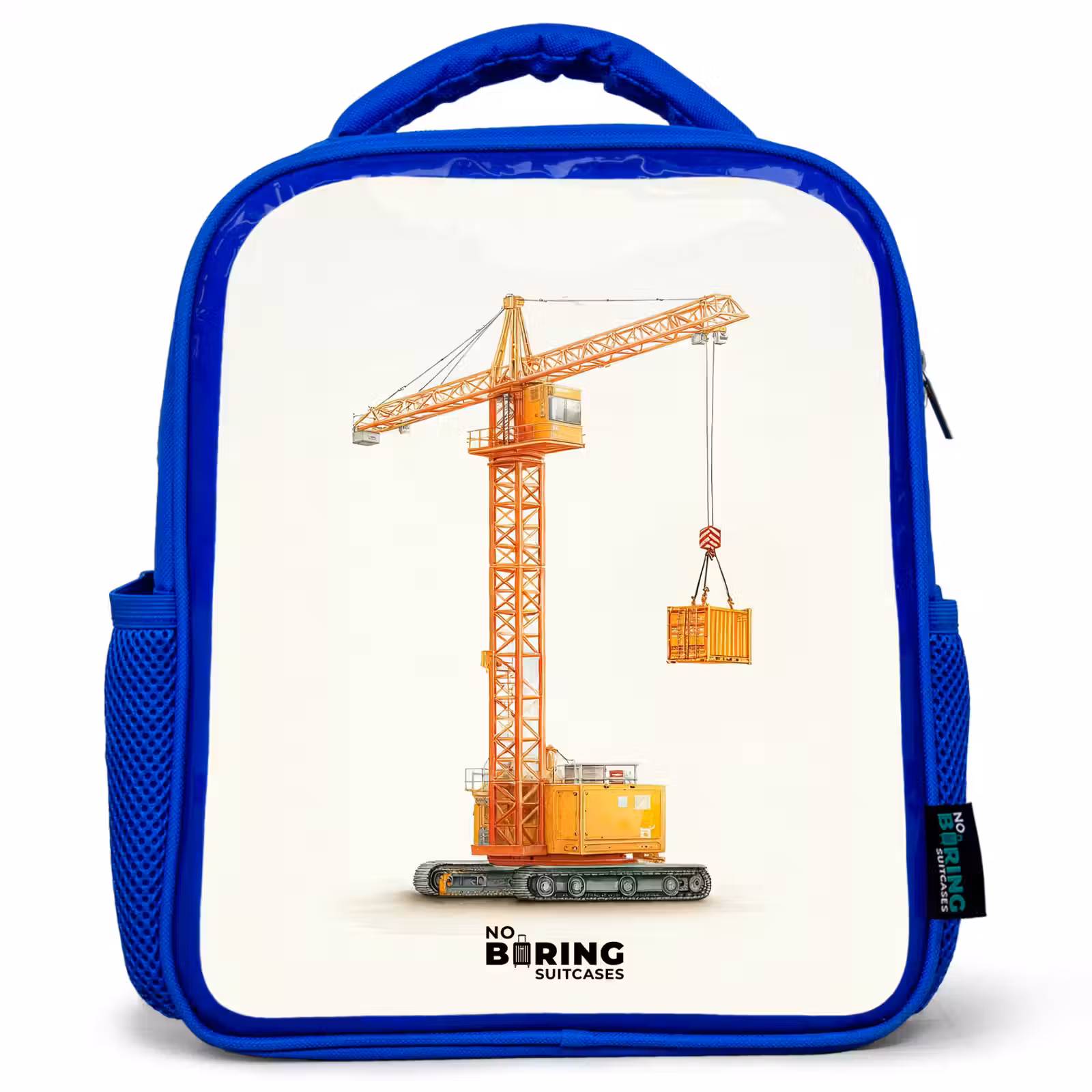 Kids backpack - Blue - Tower Crane - Signed - Orange — 1