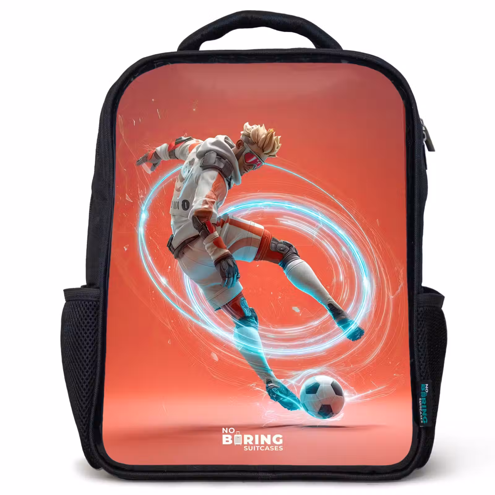 Kids backpack - Black - Soccer - Boy - Red - Light Circle — 1