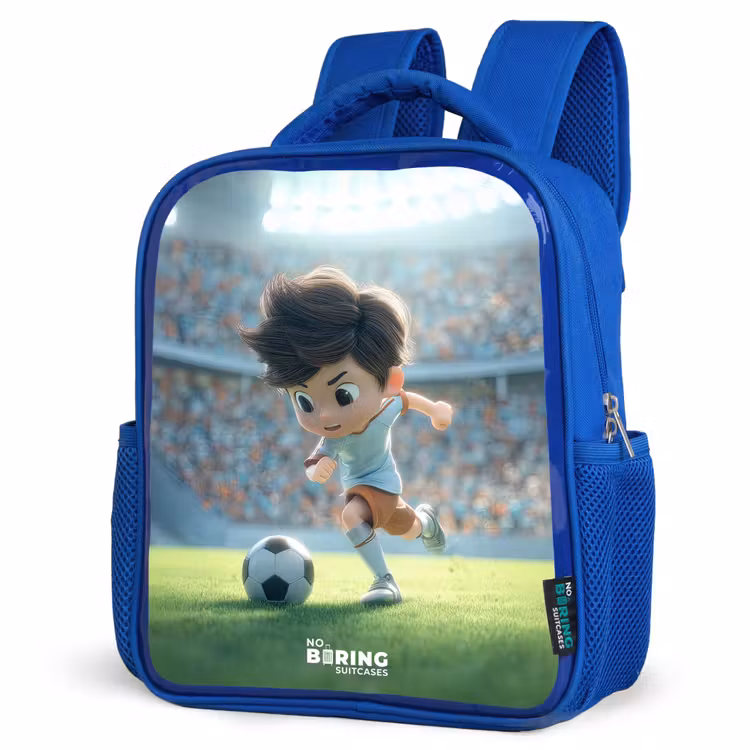 Kids backpack - Blue - Boy - Soccer - Stadium - Sunlight — 7