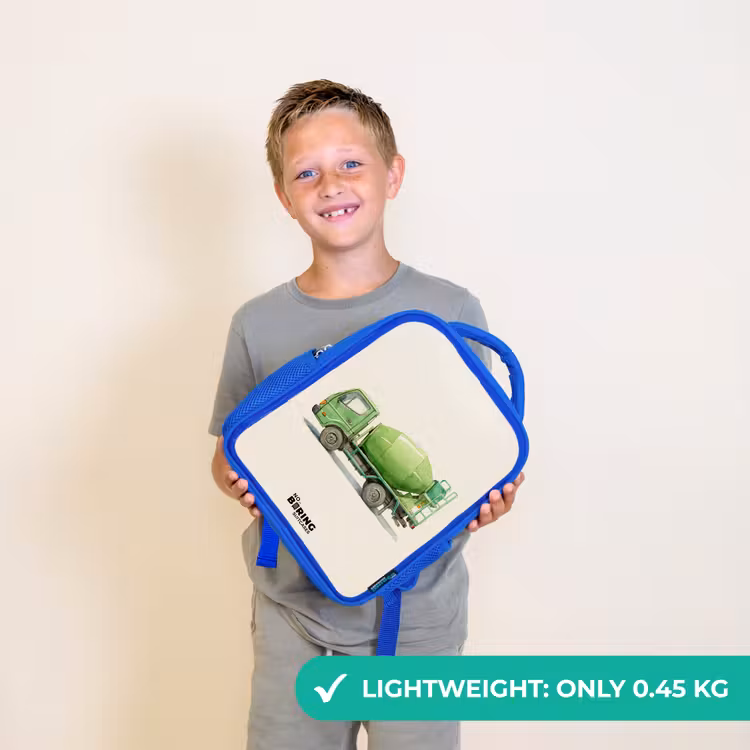 Kids backpack - Blue - Concrete mixer - Signed - Green — 3