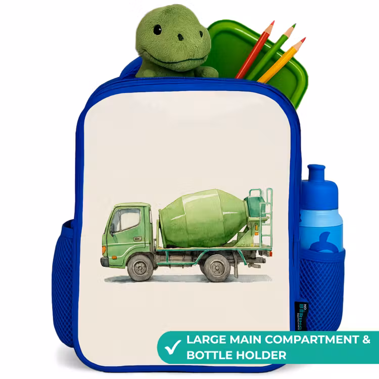 Kids backpack - Blue - Concrete mixer - Signed - Green — 5