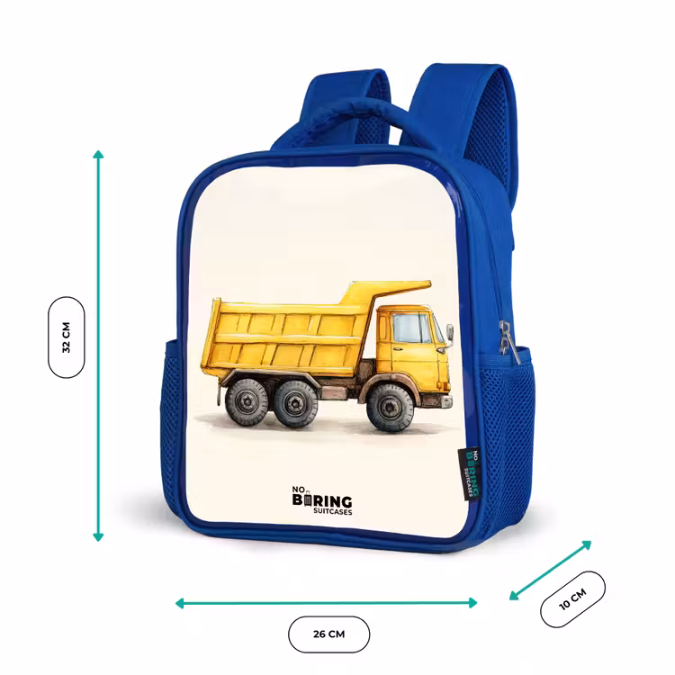 Kids backpack - Blue - Dump truck - Signed - Yellow — 6