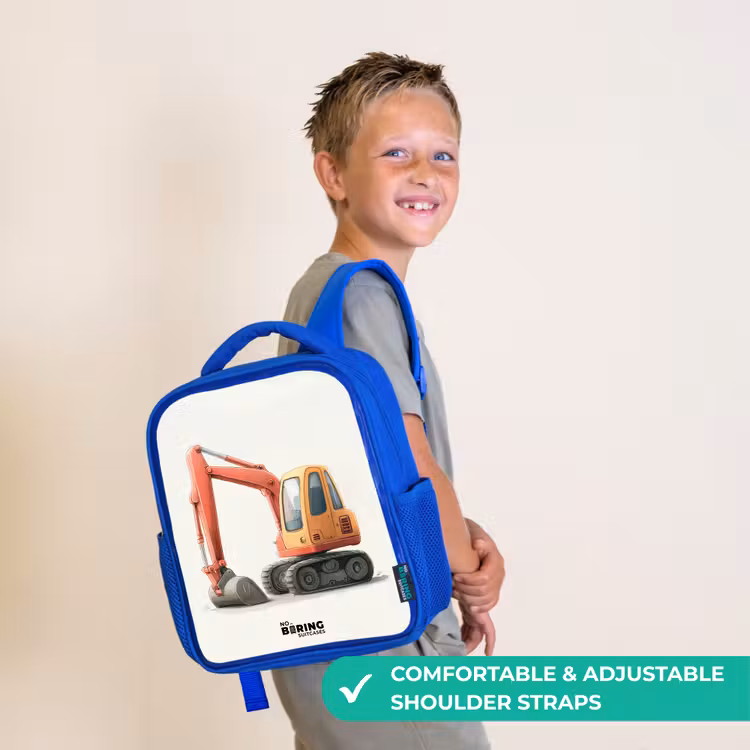 Kids backpack - Blue - Excavator - Signed - Orange — 4