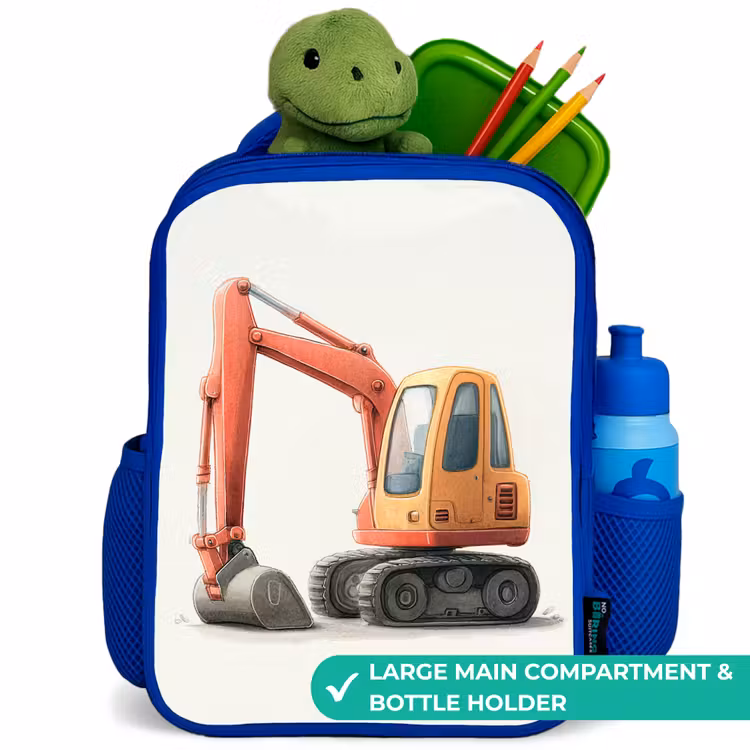 Kids backpack - Blue - Excavator - Signed - Orange — 5