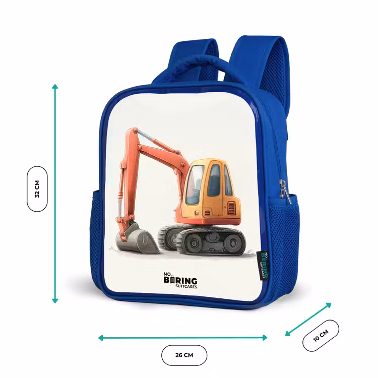 Kids backpack - Blue - Excavator - Signed - Orange — 6