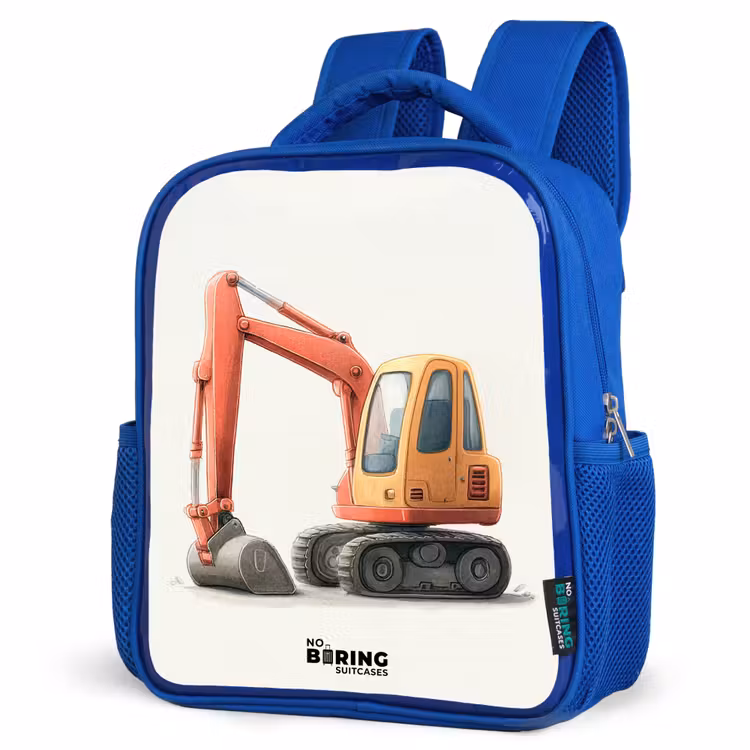 Kids backpack - Blue - Excavator - Signed - Orange — 7