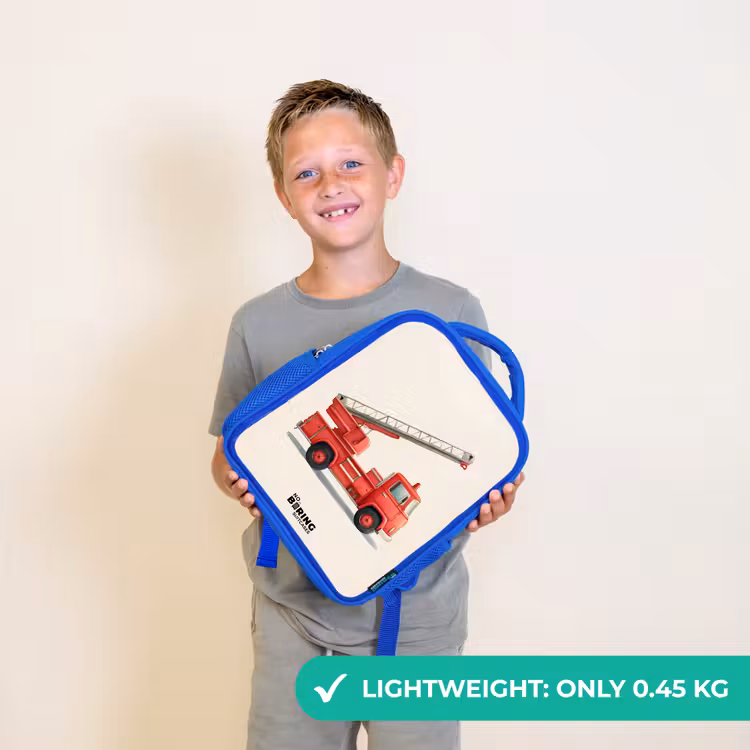Kids backpack - Blue - Fire truck - Signed - Red — 3