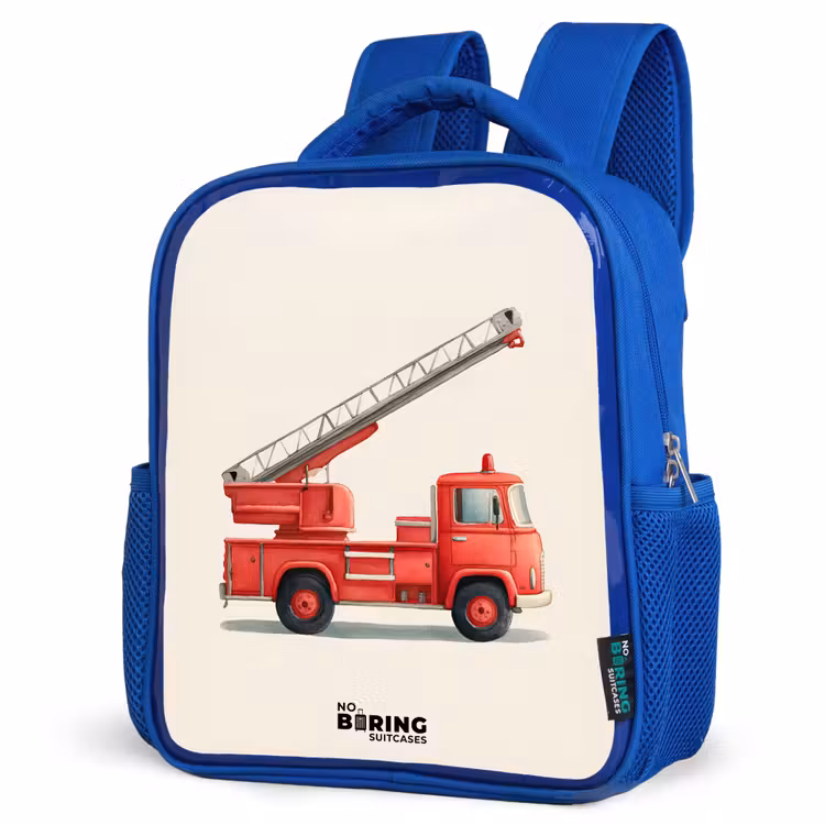 Kids backpack - Blue - Fire truck - Signed - Red — 7