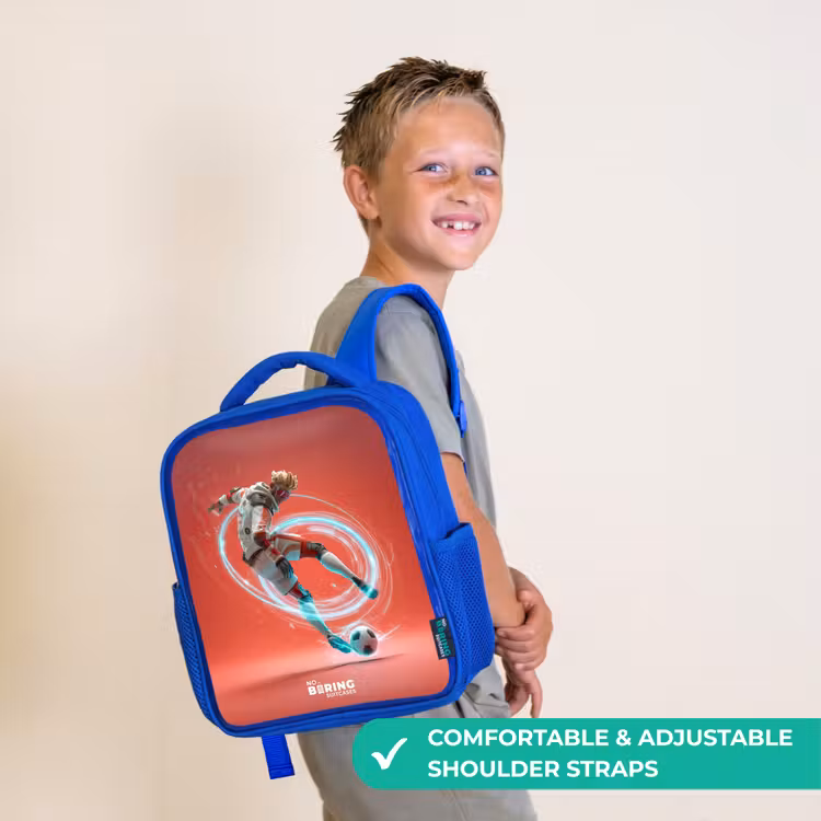 Kids backpack - Blue - Soccer - Boy - Red - Light Circle — 4