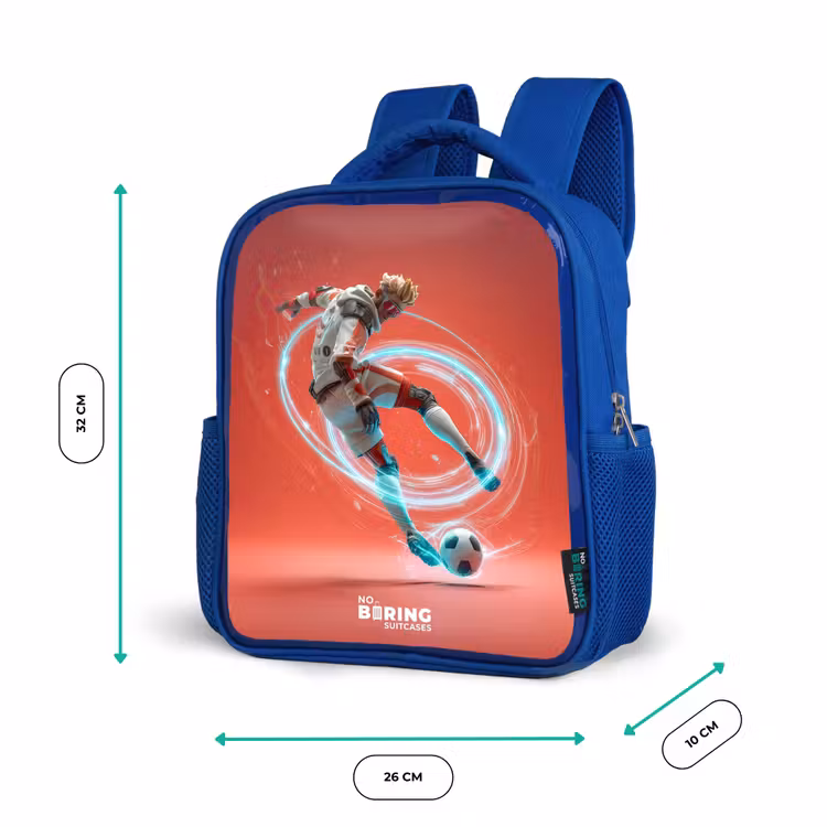 Kids backpack - Blue - Soccer - Boy - Red - Light Circle — 6