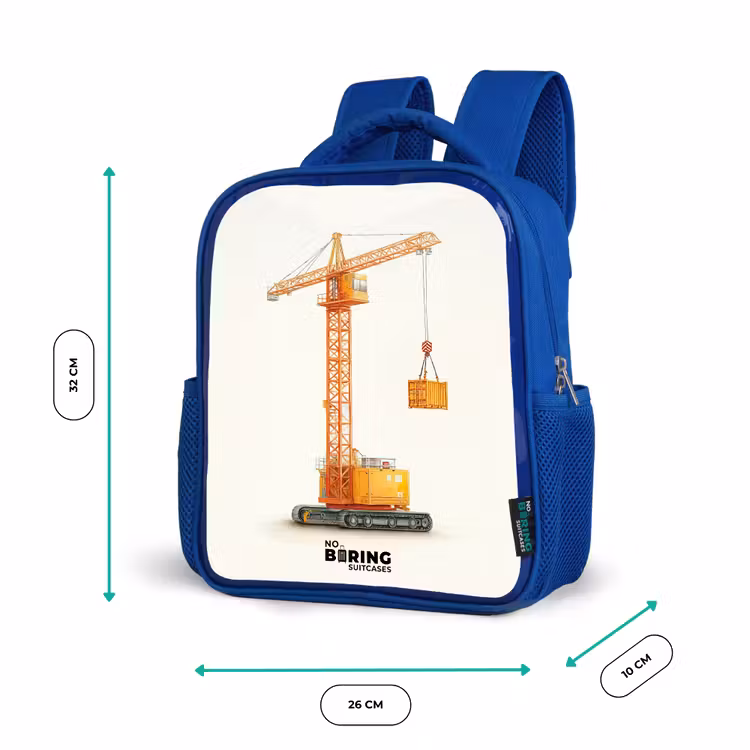 Kids backpack - Blue - Tower Crane - Signed - Orange — 6