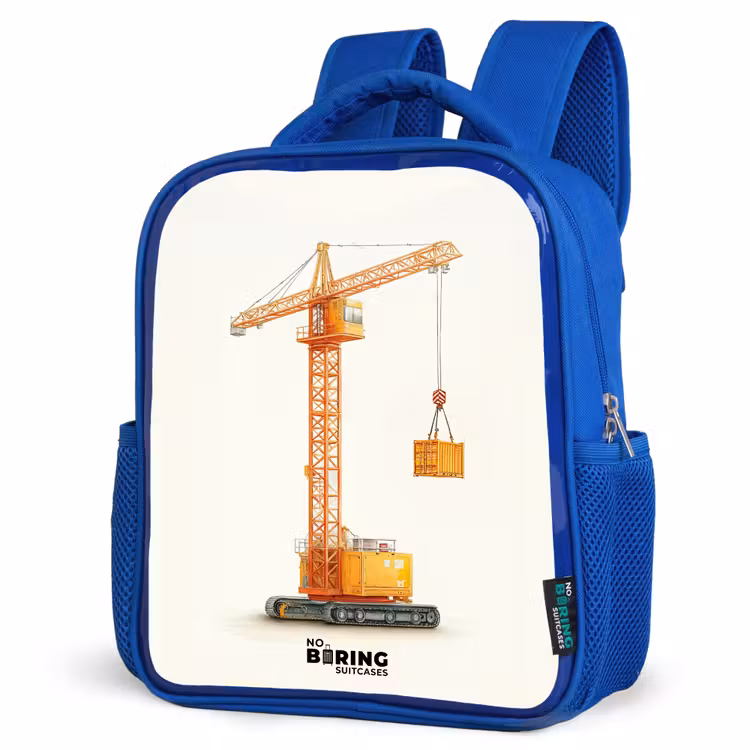 Kids backpack - Blue - Tower Crane - Signed - Orange — 7
