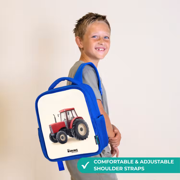 Kids backpack - Blue - Tractor - Signed - Red — 4