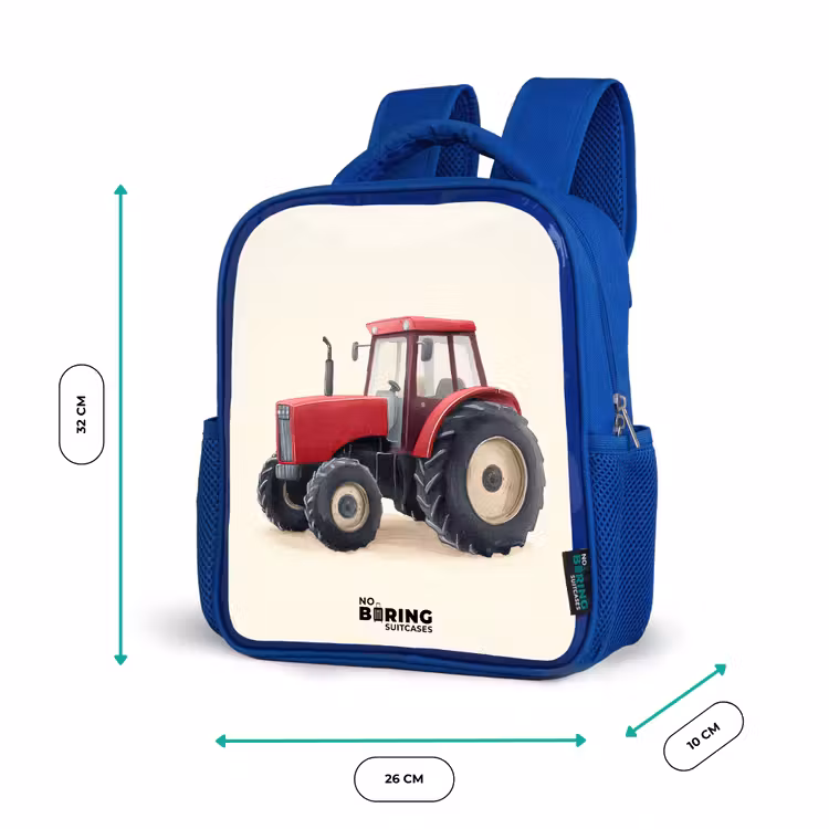 Kids backpack - Blue - Tractor - Signed - Red — 6