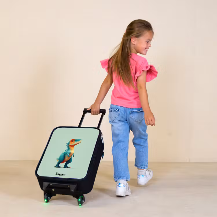 Children's suitcase - Dino - Animal - Green - Orange — 2