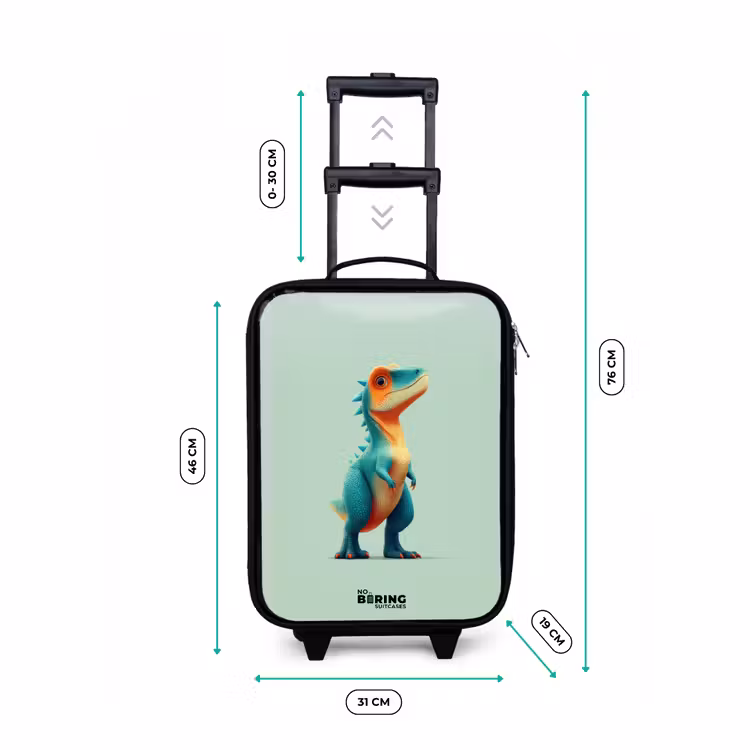 Children's suitcase - Dino - Animal - Green - Orange — 3