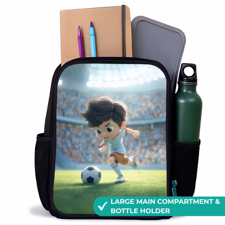 Kids backpack - Black - Boy - Soccer - Stadium - Sunlight — 10