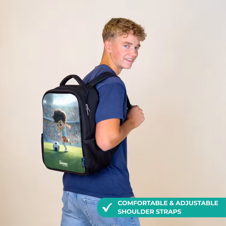 Kids backpack - Black - Boy - Soccer - Stadium - Sunlight — 11