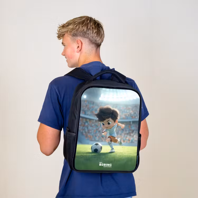 Kids backpack - Black - Boy - Soccer - Stadium - Sunlight — 5