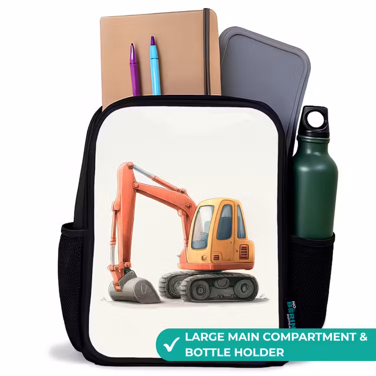 Kids backpack - Black - Excavator - Signed - Orange — 10