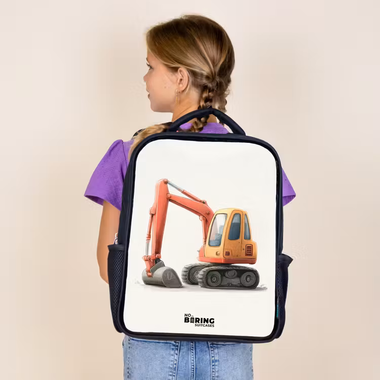 Kids backpack - Black - Excavator - Signed - Orange — 4