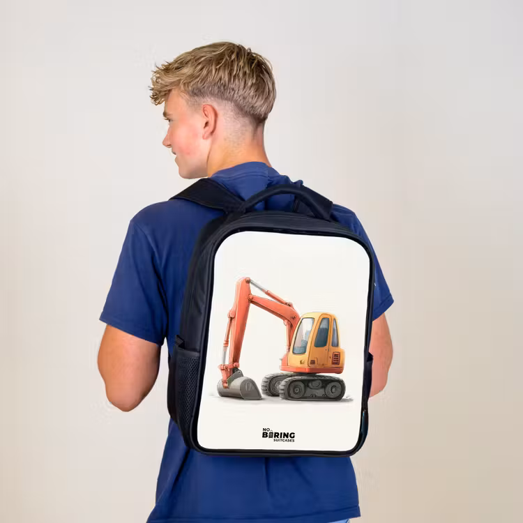 Kids backpack - Black - Excavator - Signed - Orange — 5