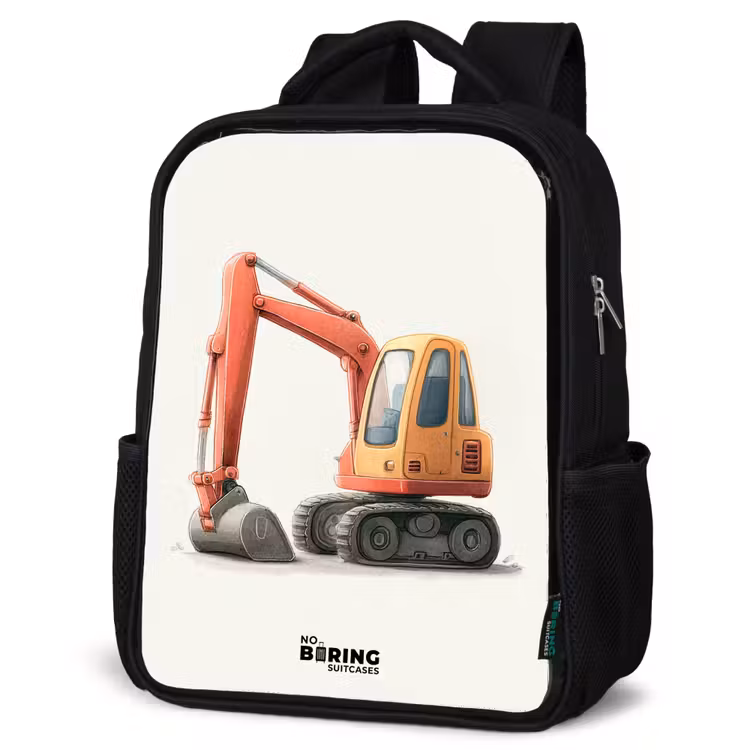 Kids backpack - Black - Excavator - Signed - Orange — 6