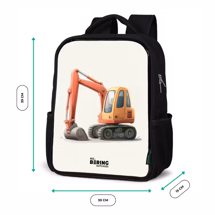 Kids backpack - Black - Excavator - Signed - Orange — 8